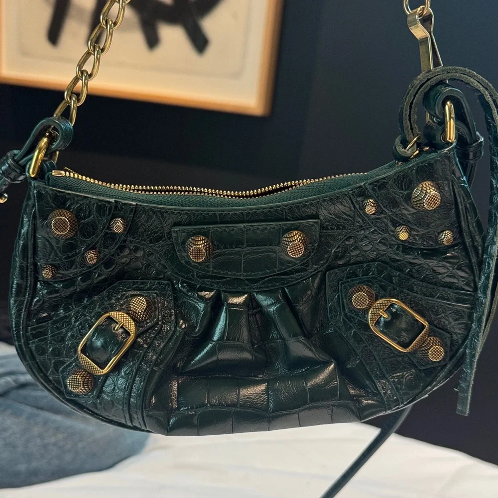 Balenciaga Le Cagole Leather Mini Shoulder Bag in Forest Green - Picture 3 of 4